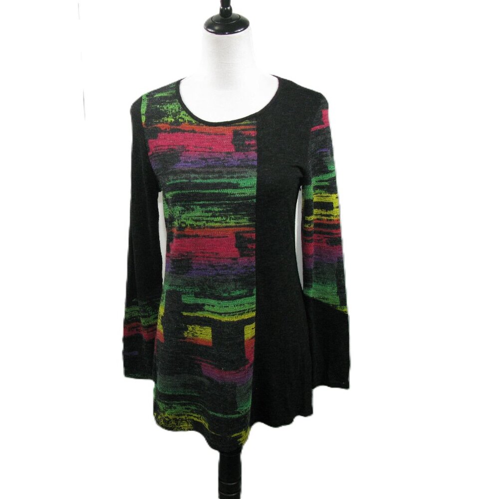 Sophie A Colorful Crew Neck Knit Tunic Size Small